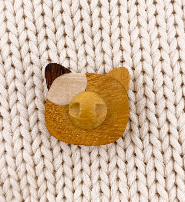 Holzknopf Katze
