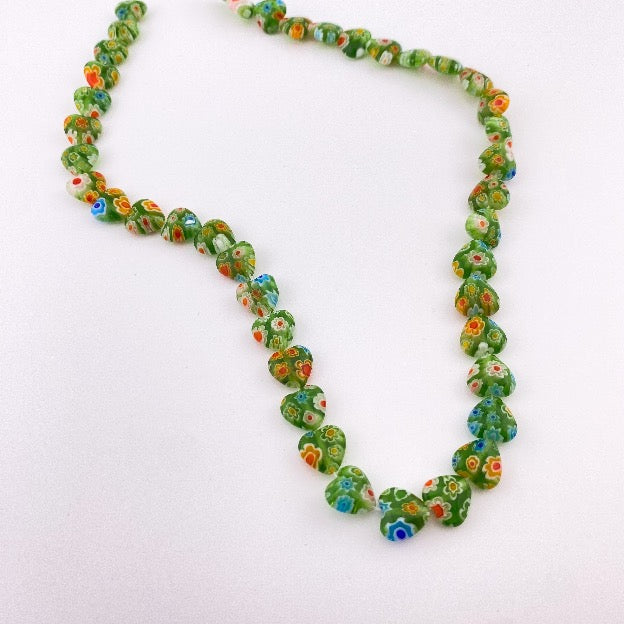 Millefiori Glasperlen herzform grün