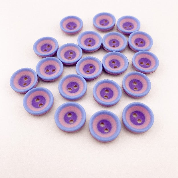 Kunststoffknopf 13 mm blau lila rosa